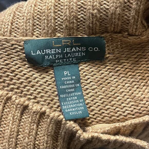 Ralph Lauren Jeans Co Brown Knit Button Front Cardigan Sweater Sz PL Fisherman - Picture 5 of 6